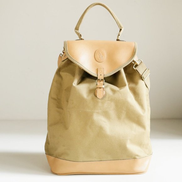 Vintage Thick Canvas Back Pack Style Bag - Picture 1 of 7